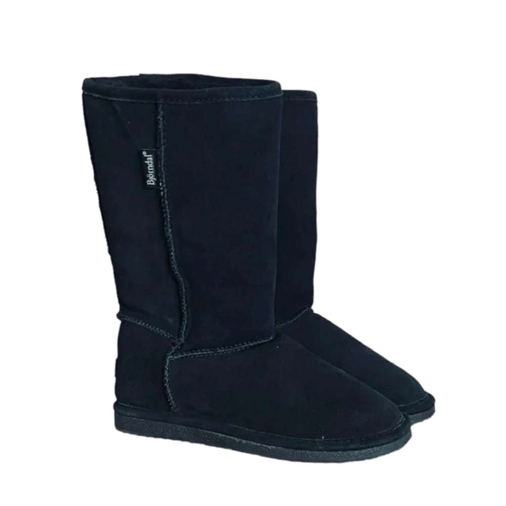 Bjorndal Black Suede 'Zoe' Shearling Lined Mid-Calf Boots Size:6M Like NEW! - Picture 1 of 8